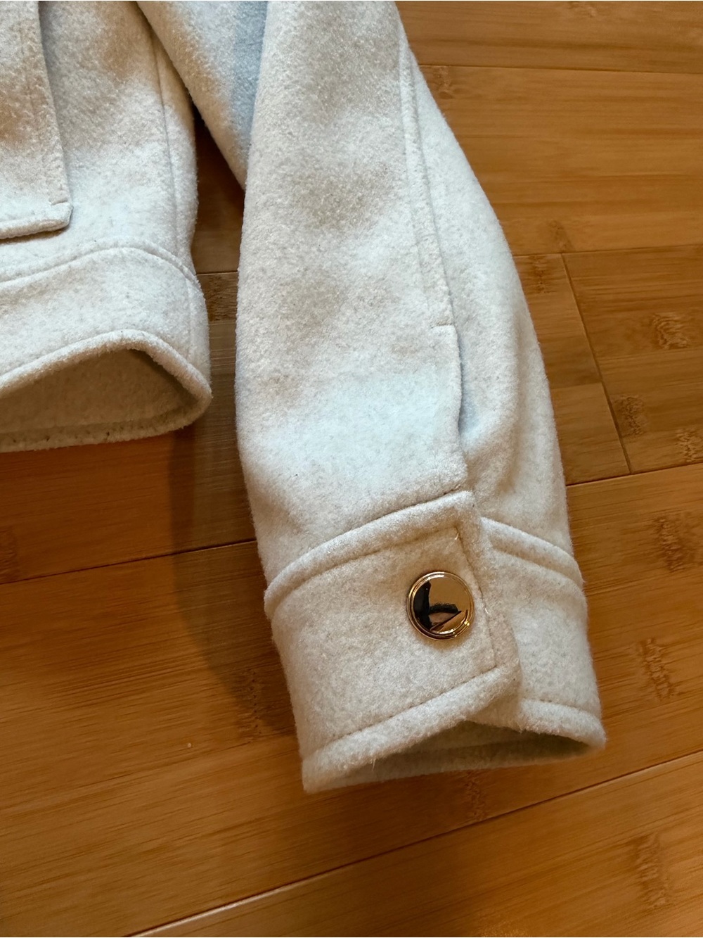 ZARA Soft Cream Full Zip Collared - Cropped Jacket - Size XS - Picture 10 of 10